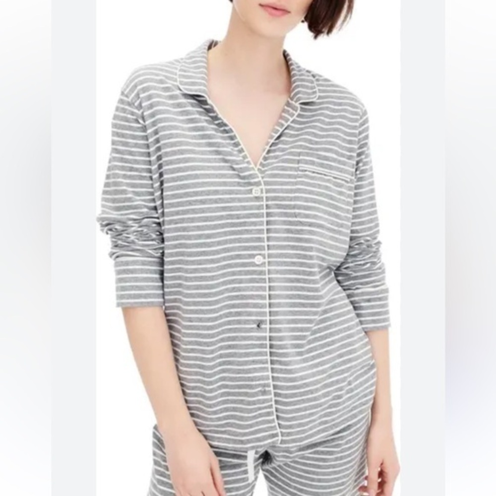 J.Crew Dreamy Striped Gray White Pajama Set Size Medium